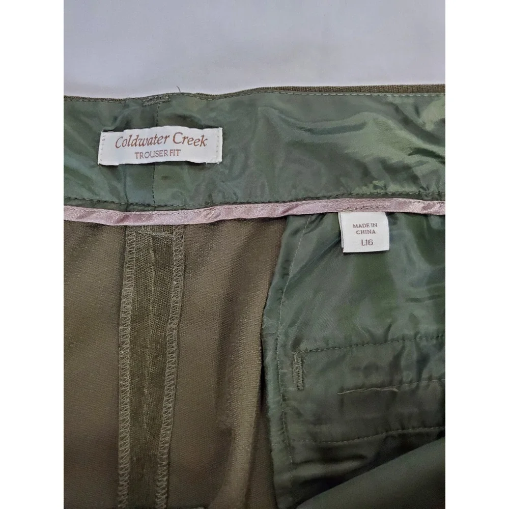 coldwater creek pants, avocado green velvet, size L,‎ 36W29L